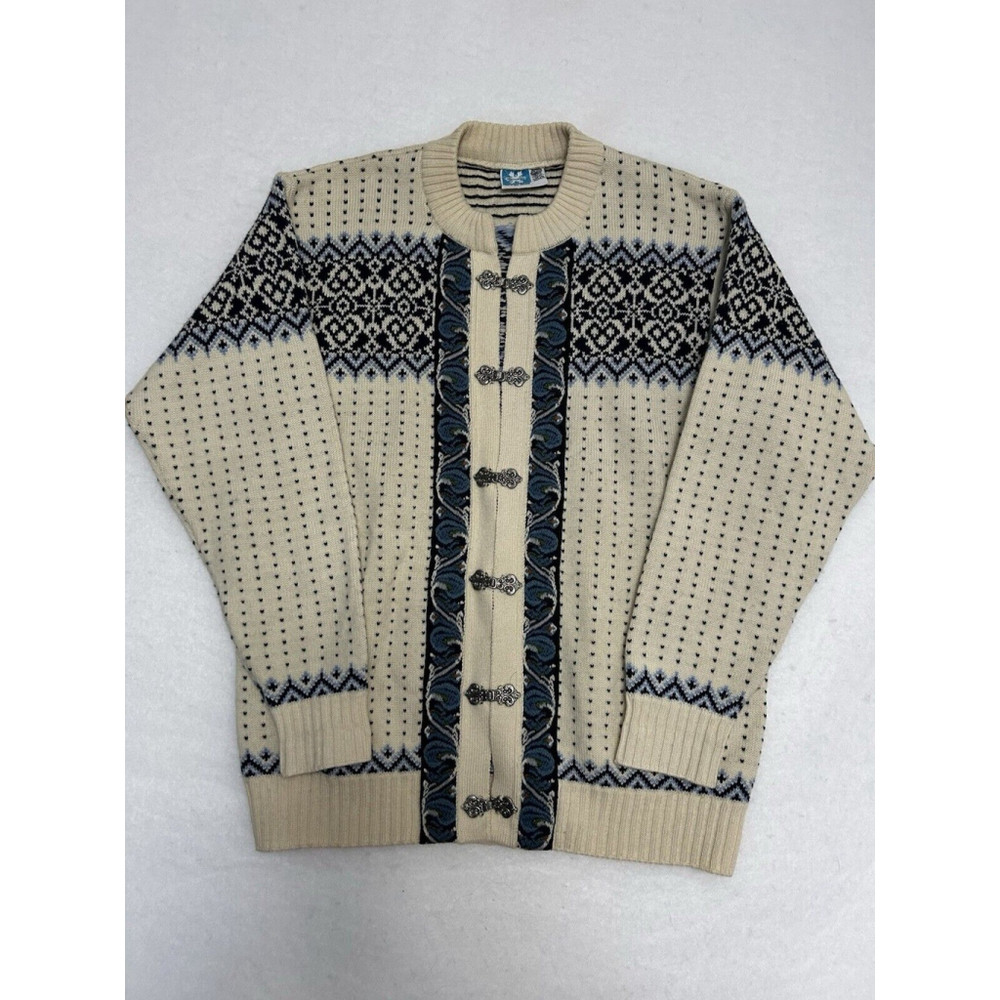 Norsewear Fair Isle Metal Clasp 100% Pure New Wool Cardigan Sweater New Zealand